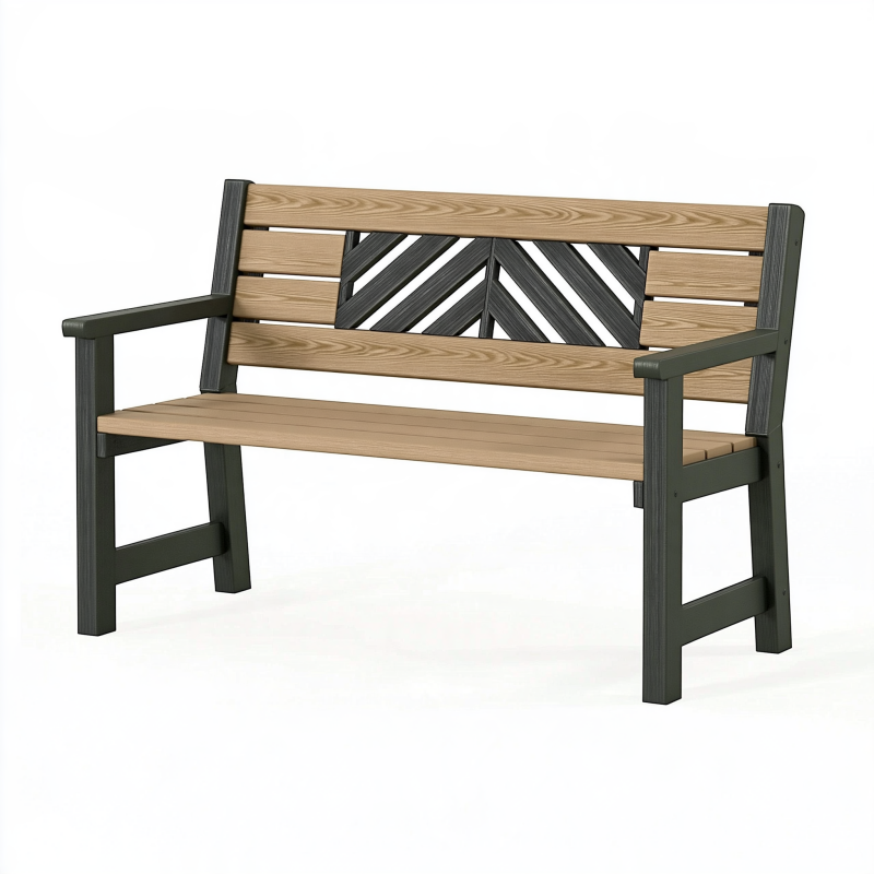 Gartenbank 120 cm Holz-Kunststoff-Verbundwerkstoff Braun Anthrazit mit Armlehnen