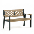 Gartenbank 120 cm Holz Metall Naturbraun Anthrazit mit Armlehnen