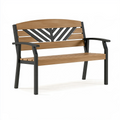 Gartenbank 122 x 65 x 90 cm Holz Metall Braun Schwarz mit Armlehnen
