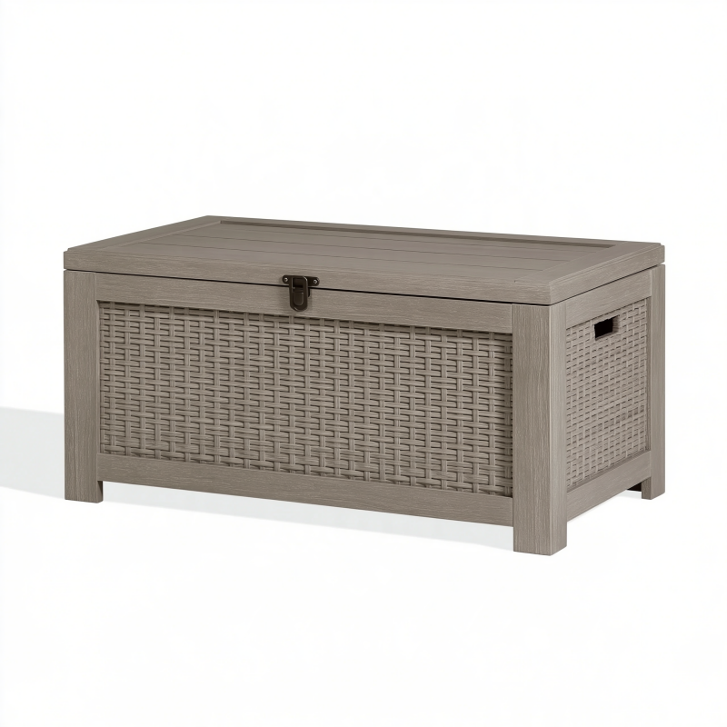 Garten-Aufbewahrungsbox 120 x 60 x 60 cm Kunststoff Taupe mit Klappdeckel