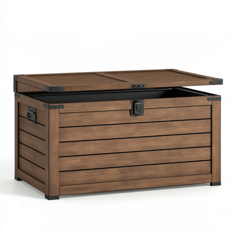 Garten-Aufbewahrungstruhe 120 x 60 x 65 cm Holz Braun mit Klappdeckel