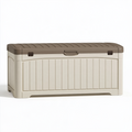 Kunststoff Aufbewahrungsbox 120 x 55 x 60 cm Beige Braun mit Klappdeckel für Garten