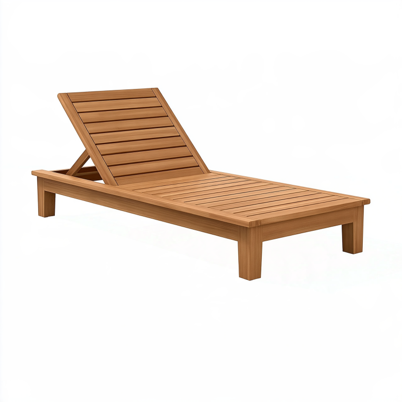 Sonnenliege 200 x 65 cm Holz naturbraun mit verstellbarer Rückenlehne für den Außenbereich