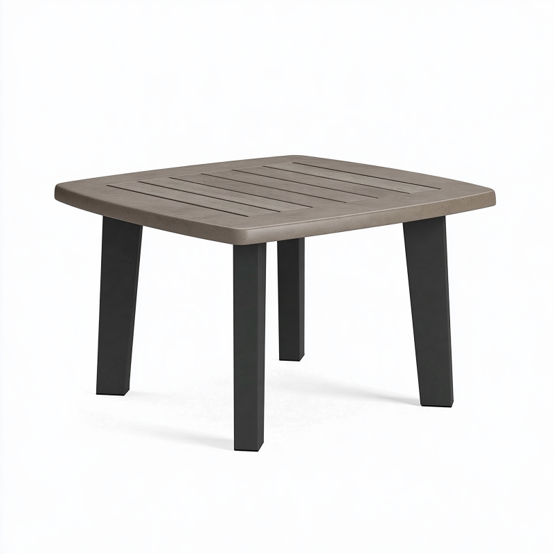 Gartentisch 80 x 80 x 74 cm Kunststoff Taupe Schwarz moderner Outdoor Tisch