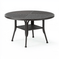 Gartentisch Ø107 cm Metall Schwarz mit Ablagefläche