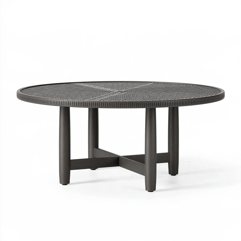 Runder Gartentisch 100 cm Metall Dunkelgrau niedriger Loungetisch
