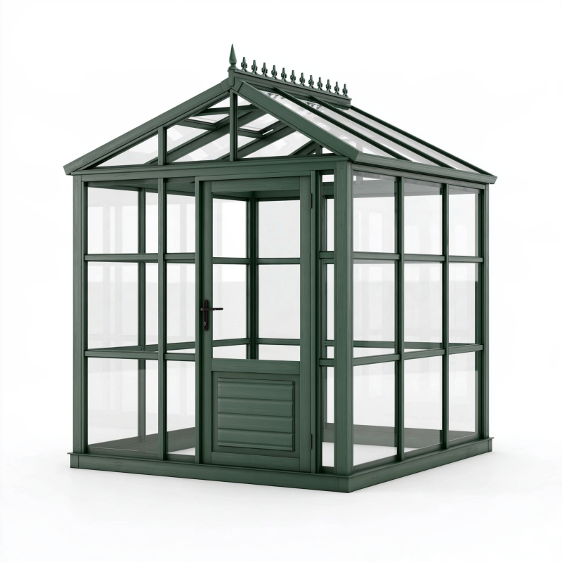 Gewächshaus 200 x 200 x 280 cm Grün Aluminium und Glas mit Glastür