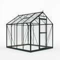 Gewächshaus 190 x 190 x 195 cm Aluminium Dunkelgrün mit Polycarbonatplatten und Schiebetür