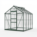 Gewächshaus 190 x 190 x 195 cm Aluminium Grün mit Polycarbonatplatten und Schiebetür