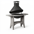 Gartengrill 160 x 75 x 210 cm Beton Stahl Grau Schwarz mit Kaminhaube