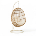 Hängesessel 105 x 105 x 195 cm Rattan Natur Creme mit Metallgestell Boho