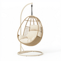 Hängesessel 105 x 105 x 195 cm aus Polyrattan in Natur mit Metallgestell
