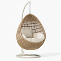 Hängesessel 105 x 105 x 195 cm aus Rattan Natur mit Metallgestell für Innenbereiche im Boho-Stil