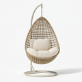 Hängesessel 105 x 105 x 195 cm Geflecht Beige Cremeweiß mit Metallgestell