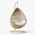 Hängesessel 105 x 105 x 195 cm aus Rattan Beige mit Metallgestell für Innenbereiche