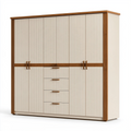 Kleiderschrank 160 x 60 x 200 cm Creme Walnuss Holzwerkstoff mit 6 Türen und 3 Schubladen