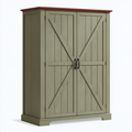 Kleiderschrank 120 x 60 x 200 cm aus Holz in Olivgrün Braun mit 2 Türen im Landhausstil