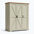Kleiderschrank 120 x 55 x 180 cm aus Holzwerkstoff in Creme Naturholz im Landhausstil