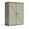 Kleiderschrank 120 x 45 x 180 cm Holzwerkstoff Salbeigrün Braun Landhausstil mit 2 Drehtüren