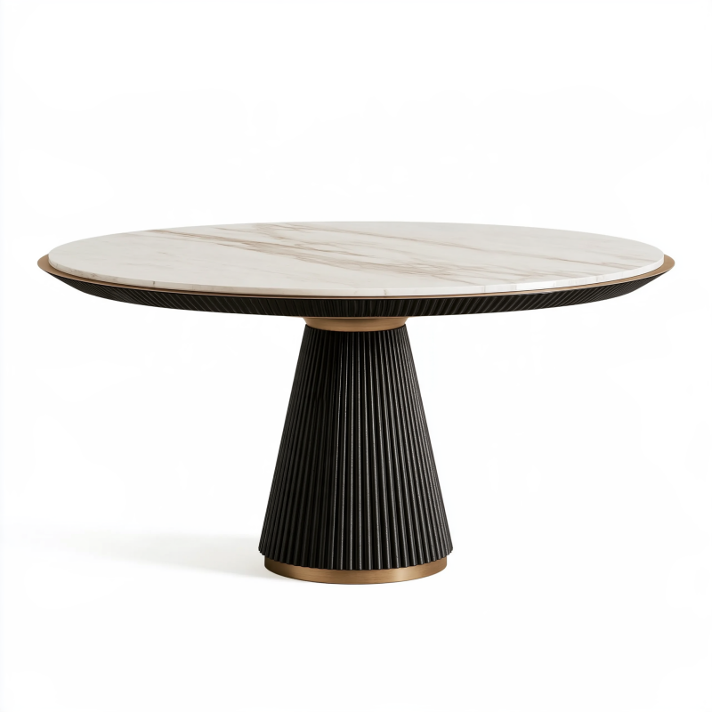 Esstisch 200 x 100 x 76 cm in Weiß Schwarz Gold mit Marmoroptik und geriffeltem Metallfuß